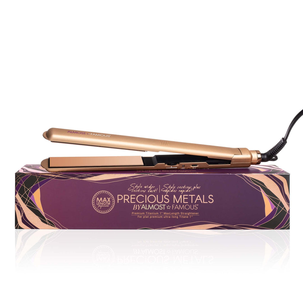 Max Length 1" Flat Iron with Rose Gold Titanium Plates
