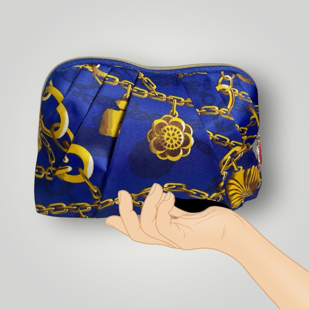 Blue & Gold Chain Design Cosmetic Bag