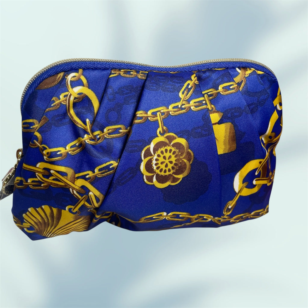 Blue & Gold Chain Design Cosmetic Bag