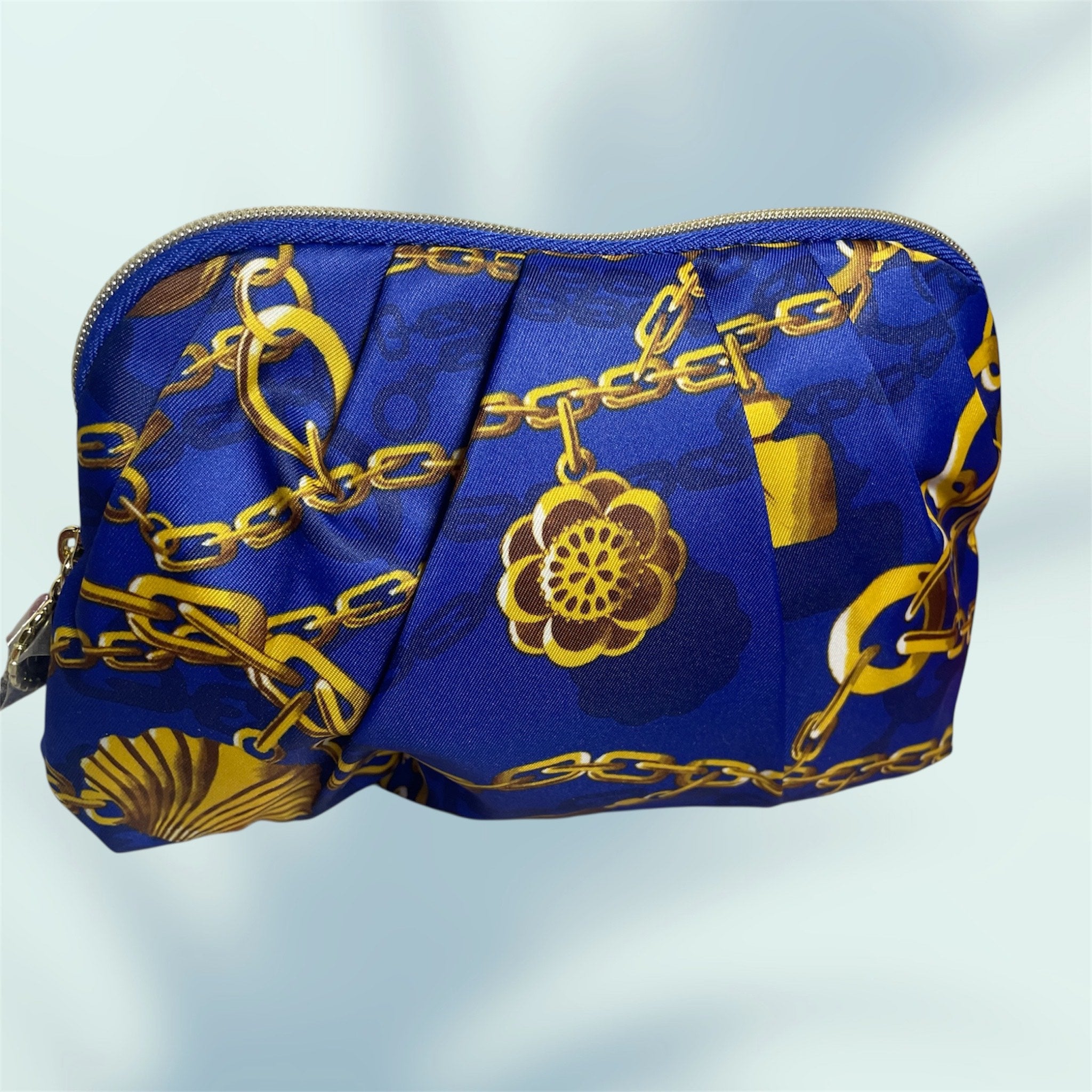 Blue & Gold Chain Design Cosmetic Bag