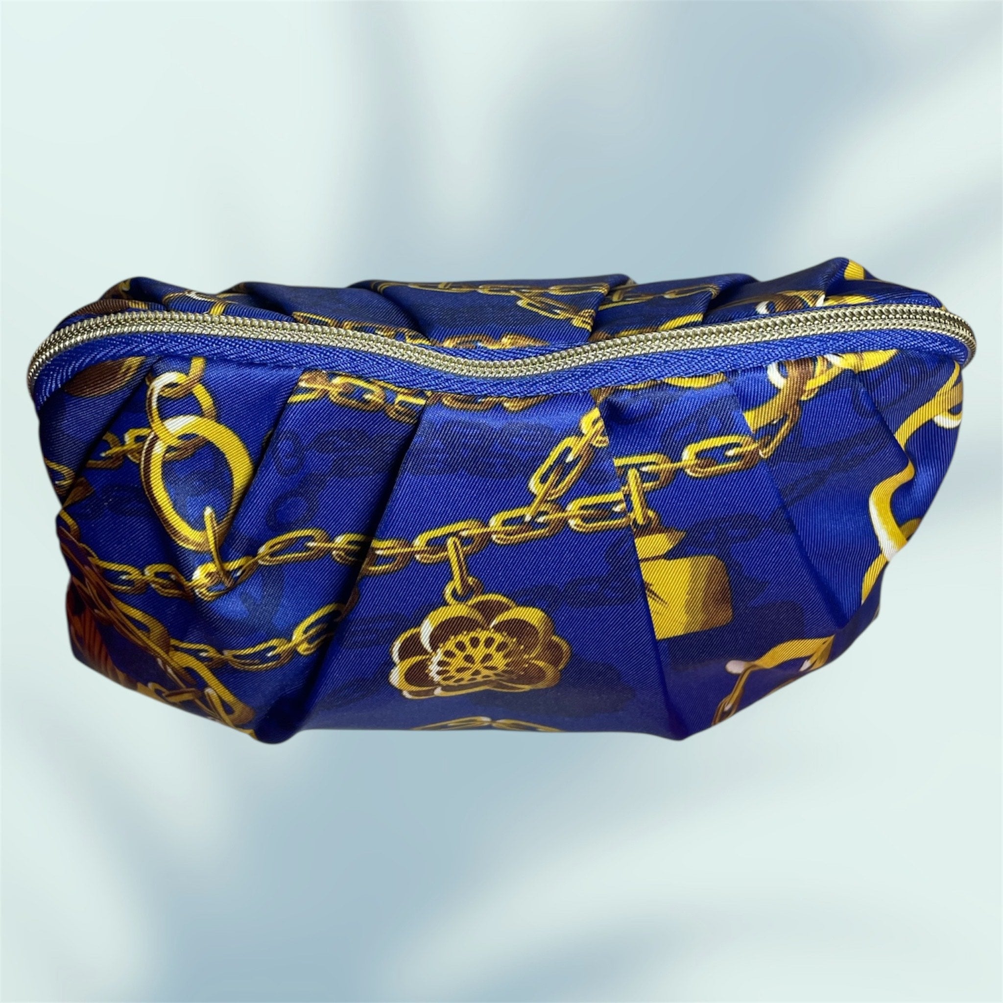 Blue & Gold Chain Design Cosmetic Bag