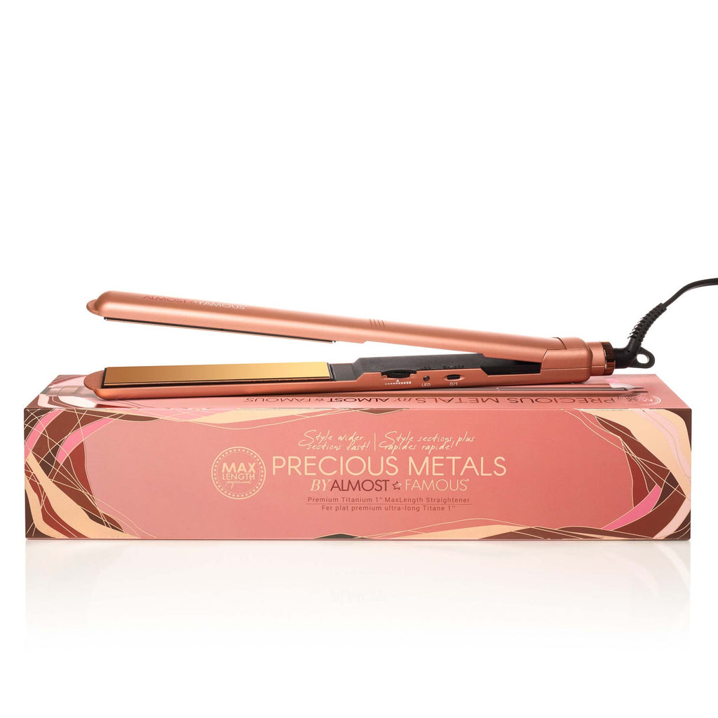Max Length 1" Flat Iron with Rose Gold Titanium Plates