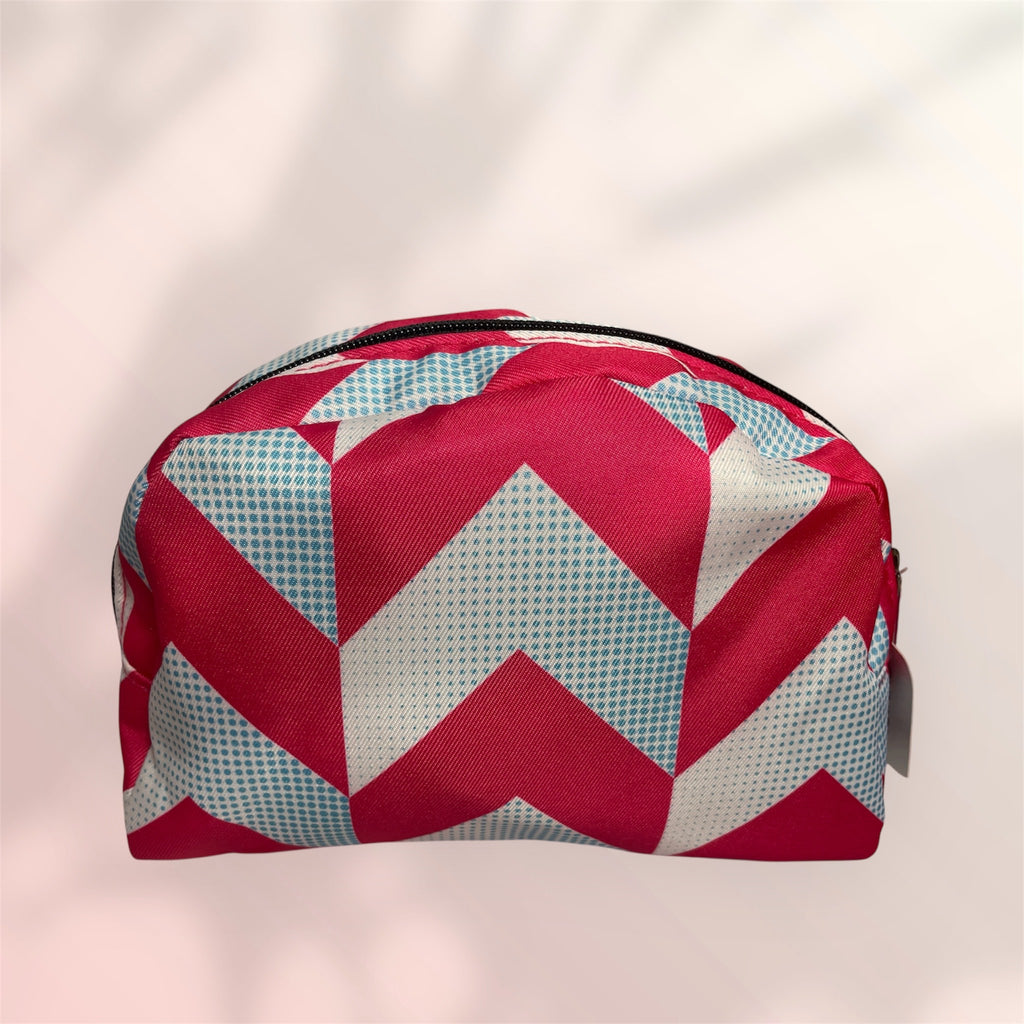 Red Striped Cosmetic  Bag