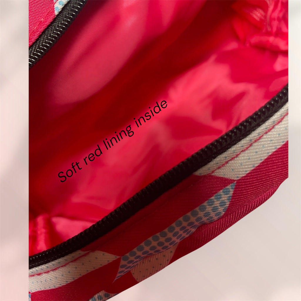 Red Striped Cosmetic  Bag
