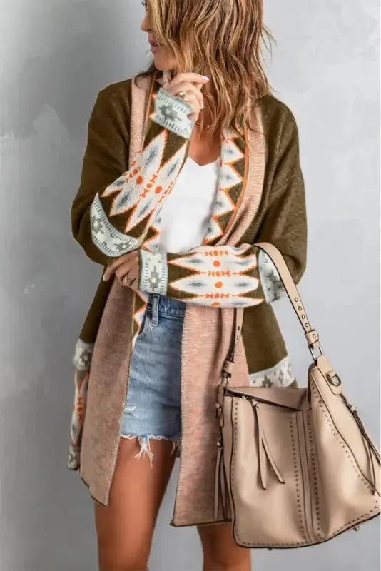 Ruths Aztec Print Duster Cardigan