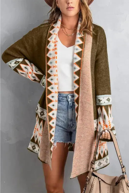 Ruths Aztec Print Duster Cardigan