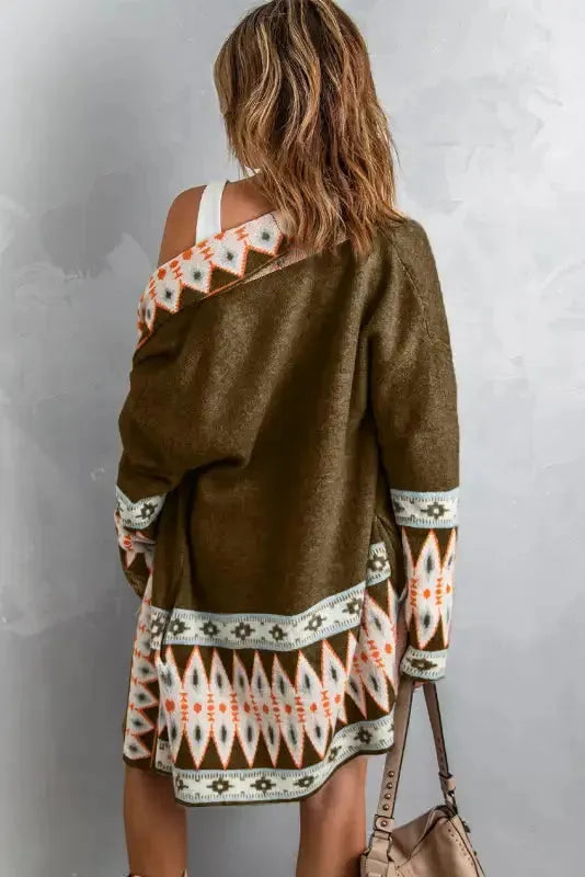 Ruths Aztec Print Duster Cardigan