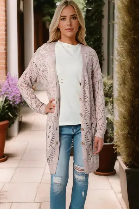 Hollow-out Openwork Knit Cardigan