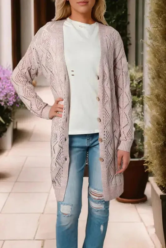 Hollow-out Openwork Knit Cardigan
